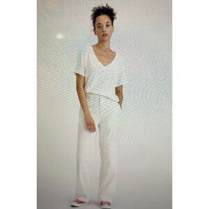 Dockers Womens Carpenter Pants High Straight Fit Linen Blend Size 33